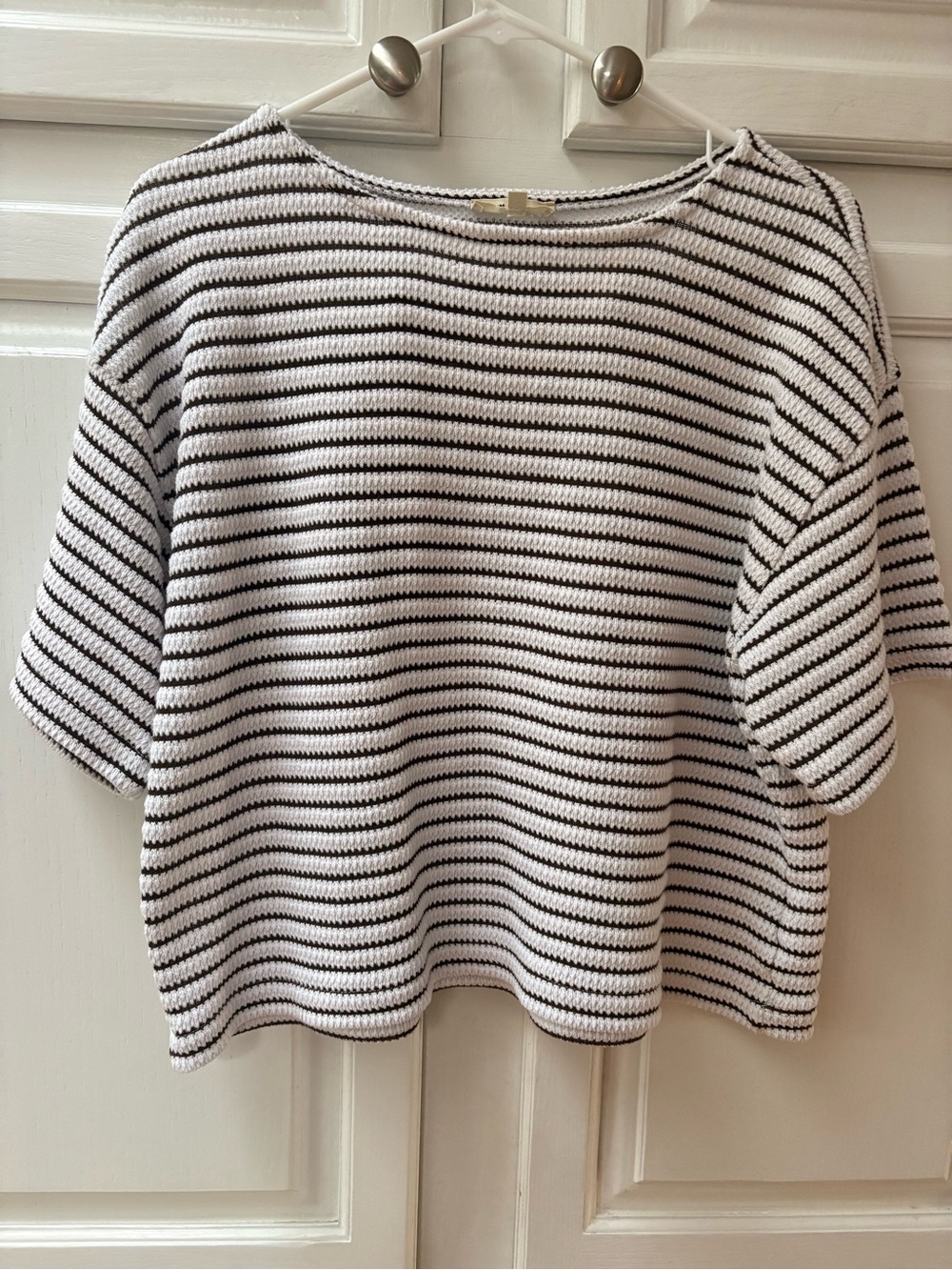 Madewell Embroidered Boxy Knit Tee in Stripe - Picture 4 of 6